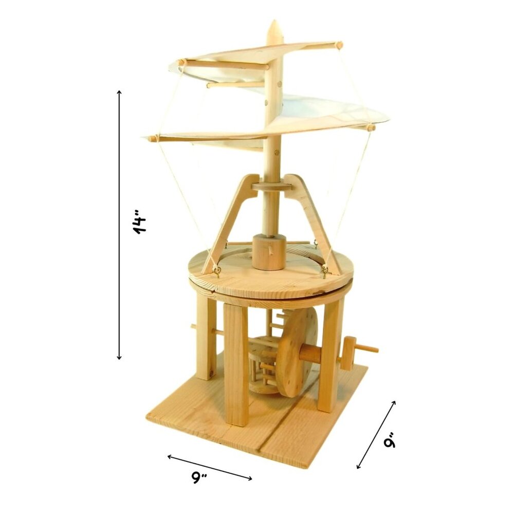 Leonardo da Vinci Wood Model Aerial Screw Helicopter Flying Machine Wood…